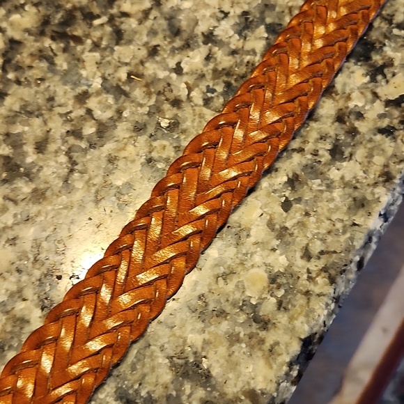 ECHO Made In Turkey Brown Leather Braided Belt - Picture 16 of 16